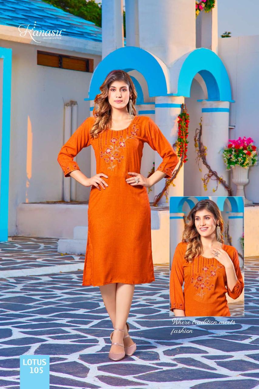 Kanasu Lotus Vol 2 Blueberry Rayon Kurtis Catalog
